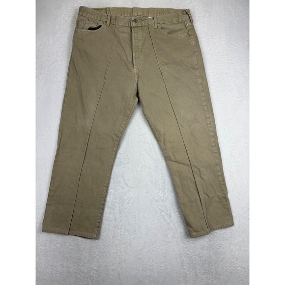 Levi's Other - Levis‎ 501 Original Fit Jeans Mens 44x32 Tan Khaki Chino Pants Split Y2K Hem